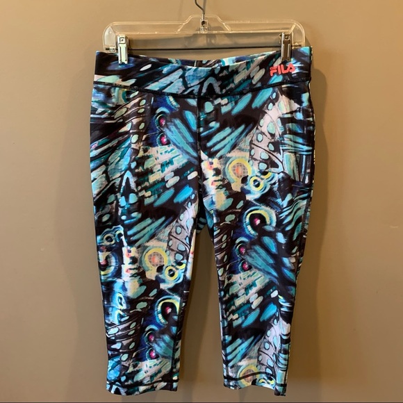 FILA Sport Performance Running Womens Multicolored Capri Leggings Size Med *EUC* - Picture 1 of 4